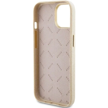 Etui Guess GUHCP15SPMGMCSD pre iPhone 15 6,1" zlatý/svetlo zlatý pevný obal Glitter Glossy Script