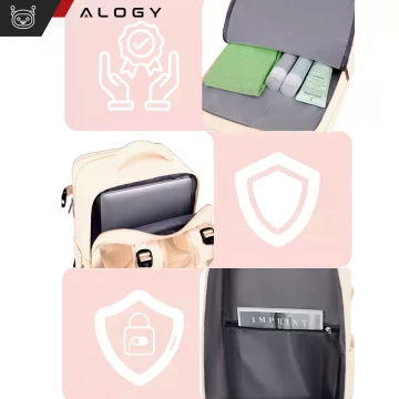 Rucksack Laptoptasche 15,6 Zoll Herren Damen Großer USB-Flugzeugkoffer Unisex 42x30x10cm Alogy Wasserdicht Schwarz