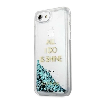 Guess GUHCP7GLUQBL iPhone 6/7/8 /SE 2020 niebieski/blaue Hartschale Liquid Glitter Party