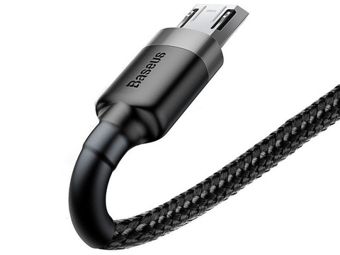 Cable 3m Baseus Cafule durable nylon micro USB 2A cord Gray