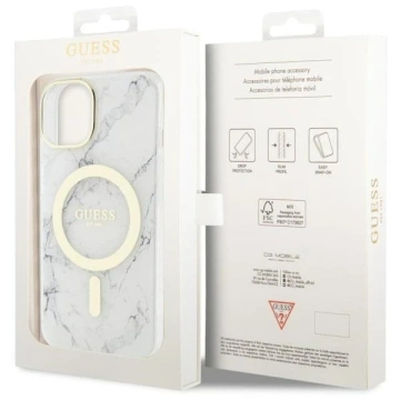 Guess GUHMP14MPCUMAH puzdro na telefón pre Apple iPhone 14 Plus 6,7" bielo/biele pevné puzdro Marble MagSafe