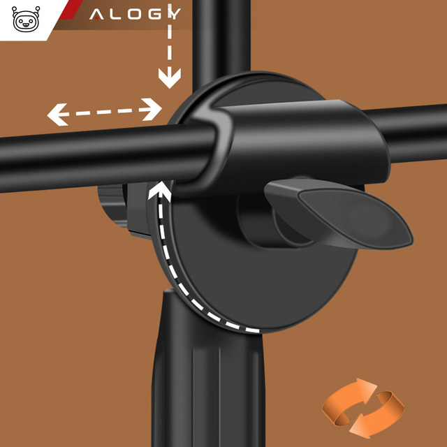 Kruhová LED kruhová lampa 10" 2x držák telefonu stojící stativ na stole s nastavitelným rámem Alogy Black