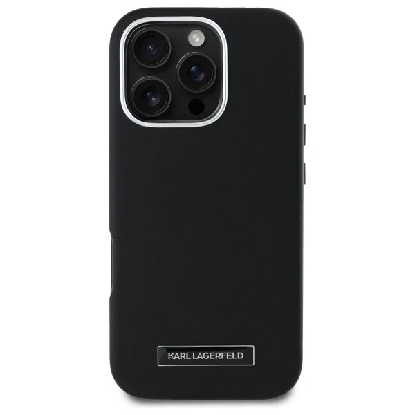 Karl Lagerfeld iPhone 16 Pro 6.3" Case Black MagSafe Hardcase FW Metal Plate