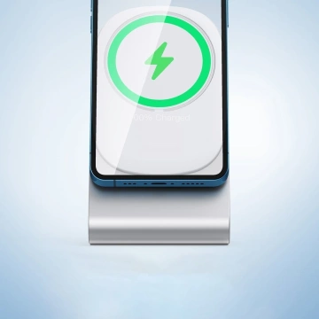 Choetech Magnetic Qi Wireless Charger 15W (MagSafe Compatible) White (T517-F) Stand Holder Silver