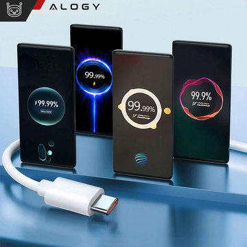 USB - kábel USB-C typu C Alogy silný rýchly 67W 6A PD 1,5M drôt Biely