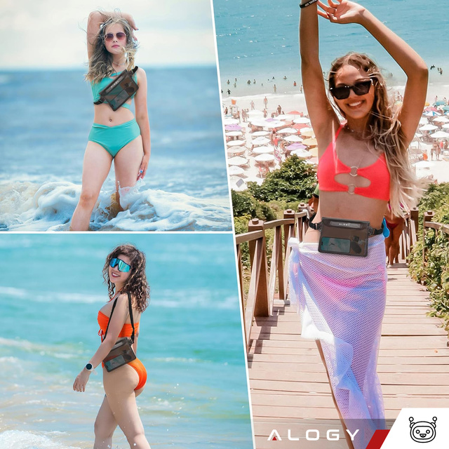 Vodotěsné pouzdro Pasová taška Pouzdro na telefon Vodotěsné pouzdro 21,5 x 23,5 cm Alogy Waterproof Black