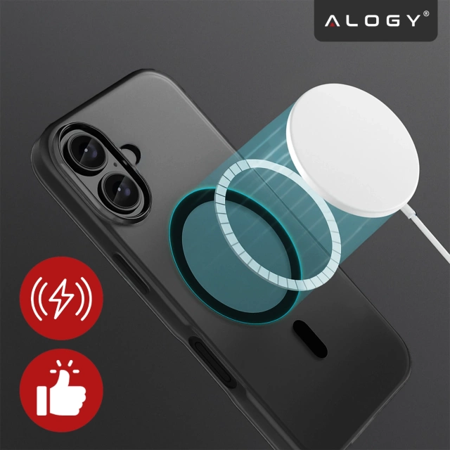 Pouzdro pro Apple iPhone 16 Pro Max Alogy MagSafe Hybrid Matte Case Matte Cover with Lens Protection Black