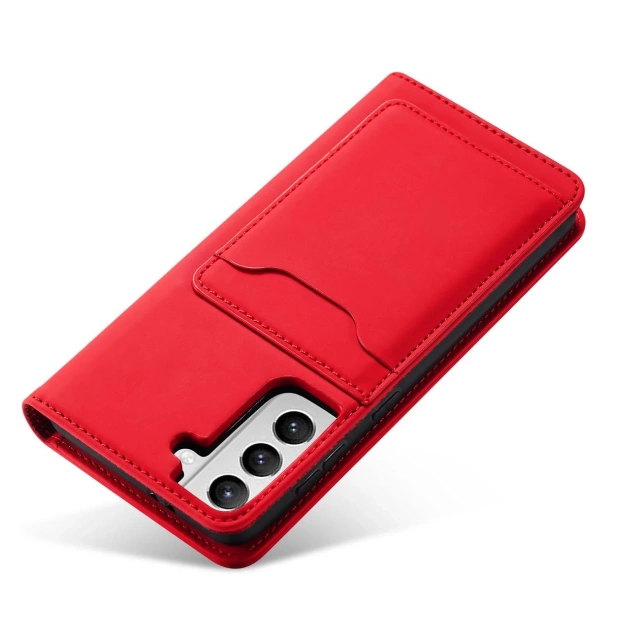 Magnet Kartenetui für Samsung Galaxy S22 (S22 Plus) Etui Geldbörse Kartenhalter Rot