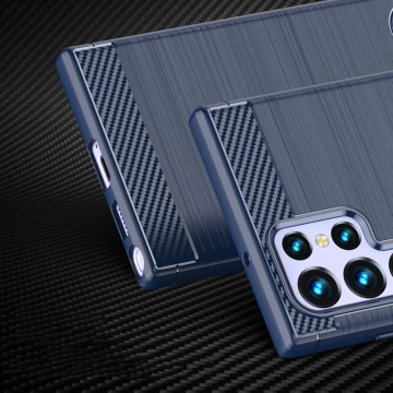 Carbon Phone Case for Samsung Galaxy S23 Ultra Flexible Silicone Carbon Cover Blue