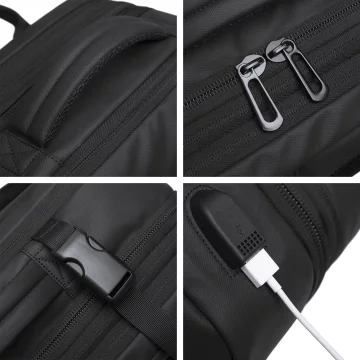 Водонепроникний рюкзак Bange для ноутбука 15.6", city traveler, 45х30х16 см, для роботи, літака, чоловічий, жіночий, з USB портом Чорний