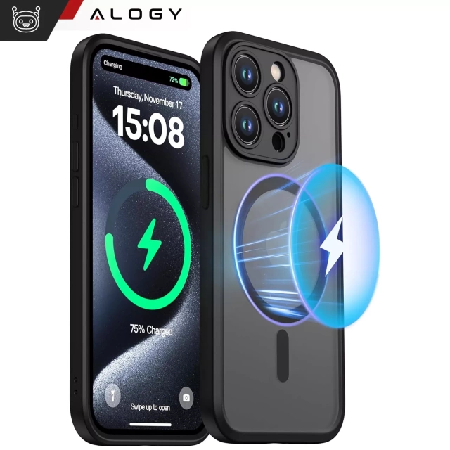 Pouzdro pro Apple iPhone 16 Pro Alogy MagSafe Hybrid Matte Case Matný kryt s ochranou objektivu černý