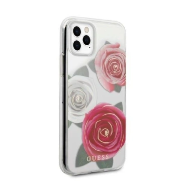 Priehľadné pevné puzdro Etui Guess GUHCN58ROSTRT pre Apple iPhone 11 Pro Flower Desire Pink