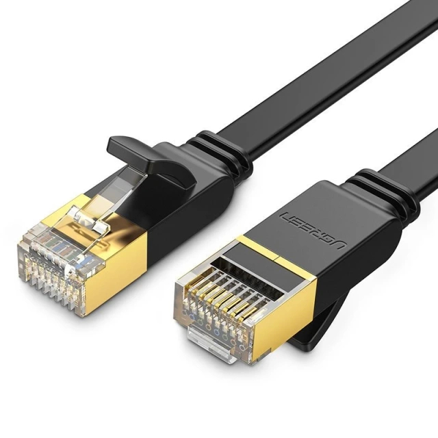 Плоский кабель UGREEN Ethernet патч-корд RJ45 Cat 7 STP LAN 10 Гбіт/с 10 м чорний (NW106 11265)