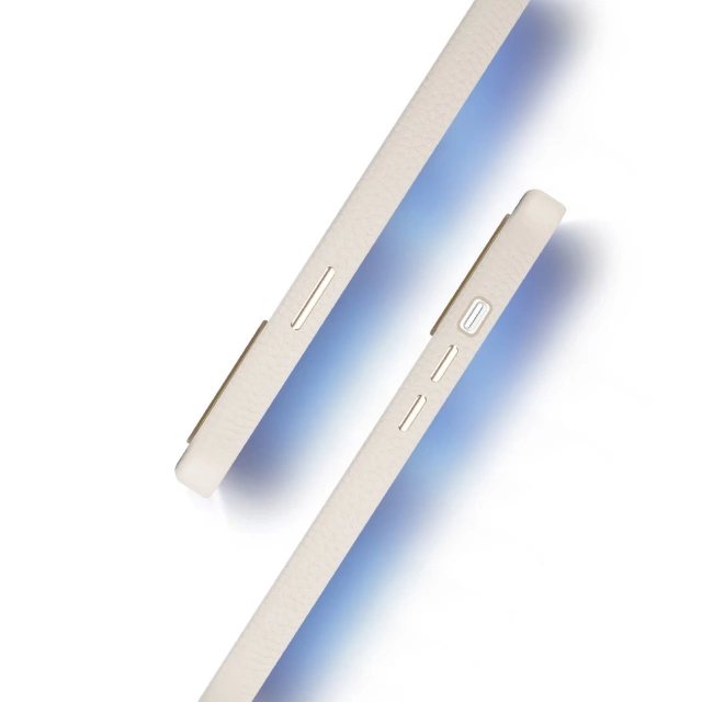 Kožené puzdro Dux Ducis Roma pre iPhone 13 Pro Max elegantné puzdro z pravej kože biele