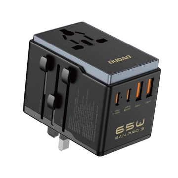 Adapter Podróżny Dudao A65Pro 65W 4xUSB EU US UK AUS JP Czarny