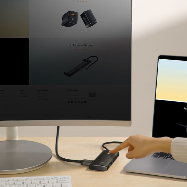 Adapter HUB przejściówka Baseus Lite Series USB-C 2x USB 3.0 4K SD/TF Black