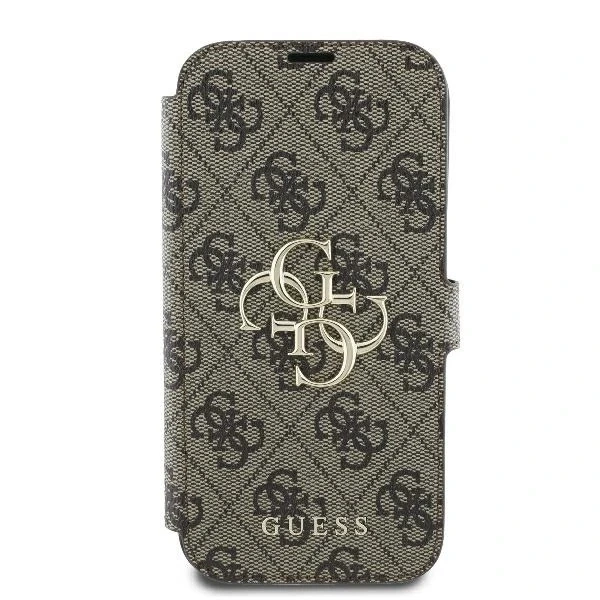 Guess 4G Metal Logo Book Case do iPhone 16 Pro Max – Brown
