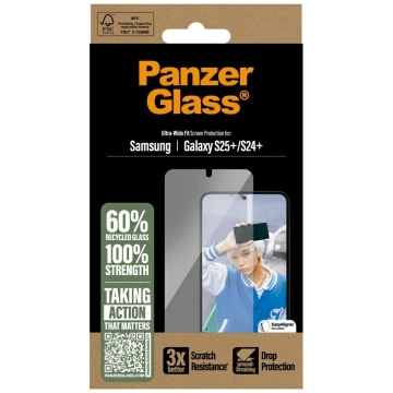 Tempered Glass for Samsung Galaxy S25 Plus PanzerGlass Ultra-Wide Fit