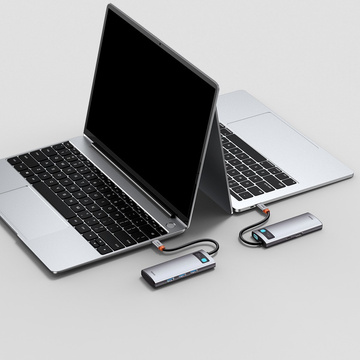 Концентратор 5w1 Baseus Metal Gleam Series, USB-C до 3x USB 3.0 HDMI USB-C PD