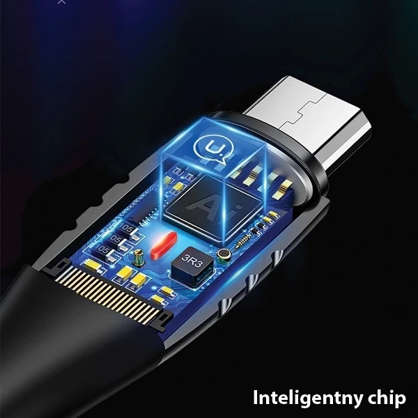 USAMS Geflochtenes Kabel U-Tone microUSB 1,2 m Abschaltung 2A Schnellladung schwarz