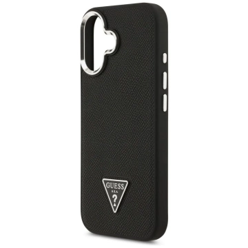 Etui Guess Grained Triangle Logo MagSafe do iPhone 17 Czarny