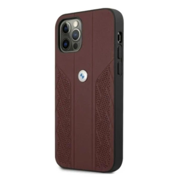 BMW BMHCP12LRSPPR phone case for Apple iPhone 12 Pro Max 6.7" red/red hardcase Leather Curve Perforate