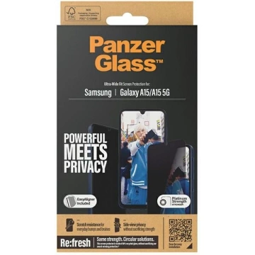 Tempered Glass for Samsung Galaxy A15 5G PanzerGlass Ultra-Wide Fit Privacy EasyAligner