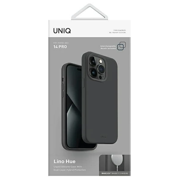 UNIQ puzdro na telefón Lino Hue pre Apple iPhone 14 Pro 6,1" Magclick Charging sivá/uhlovo šedá