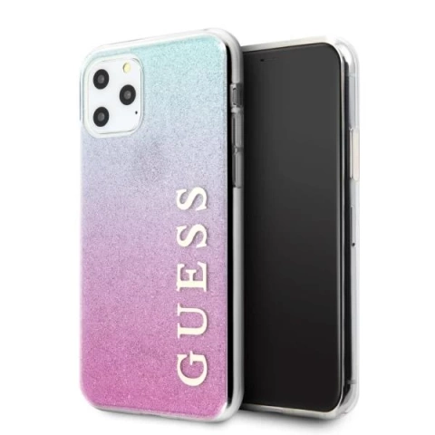 Guess GUHCN65PCUGLPBL iPhone 11 Pro Max ružovo-modrý / ružovomodrý pevný obal Glitter Gradient
