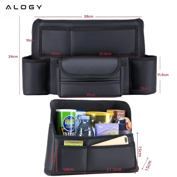 Car organizer for car between seat car seat Alogy Car drink holder tissues Black