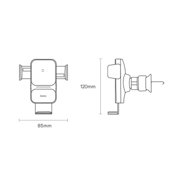 Baseus Wisdom Car Holder for a car phone with a QI inductive charger for a grille Black