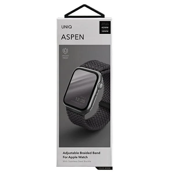 Pasek UNIQ Aspen для Apple Watch 40/38/41mm Series 4/5/6/7/8/SE/SE2 Braided szary/granite grey