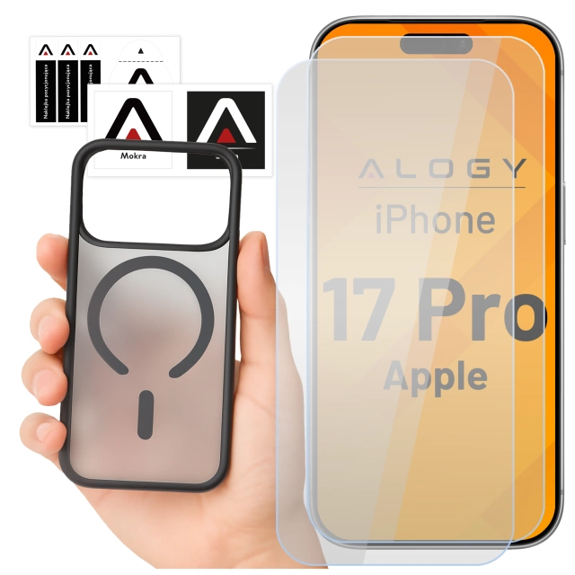 Hülle für Apple iPhone 16 Pro Max Alogy MagSafe Hybrid Matte Case Matte Cover mit Linsenschutz Schwarz