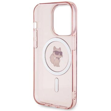 Karl Lagerfeld KLHMP15LHFCCCNOP pouzdro pro iPhone 15 Pro 6,1" červený/růžový pevný obal IML Choupette MagSafe