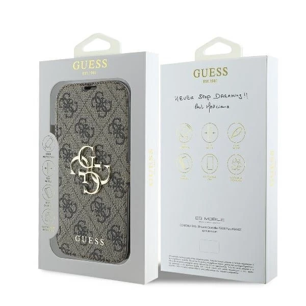 Guess GUBKP16M4GMGBR iPhone 16 Plus 6,7" hnědý, kovové logo, 4G