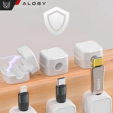 6er-Pack magnetische Kabelhalter von Alogy für Schreibtische, Schränke und Wände, Weiß