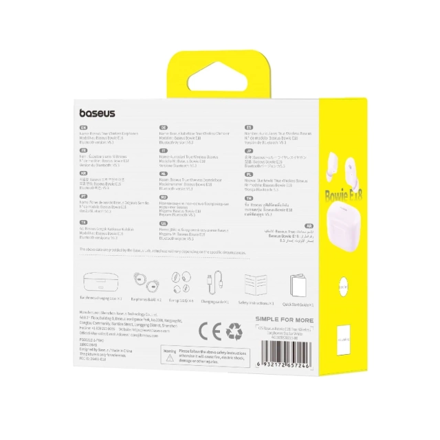 Baseus Bowie E18 kabellose TWS ENC IPX4-Kopfhörer – Lila