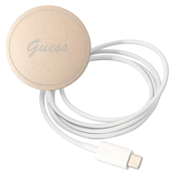 Nabíječka pouzdra Zestaw Guess GUBPP12MH4EACSW iPhone 12/12 Pro brązowy/hnědé pevné pouzdro 4G MagSafe Print