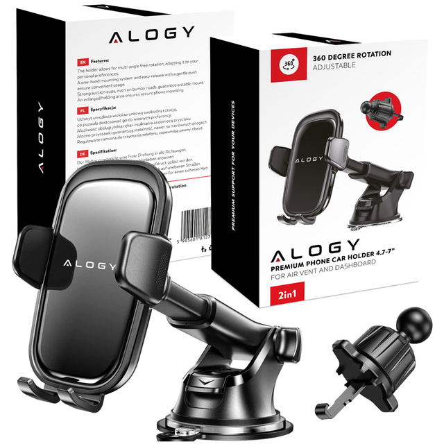 Uchwyt do Samochodu na Telefon Szybę Deskę Kokpit Kratkę samochodowy Holder mocny + Organizer na kabel