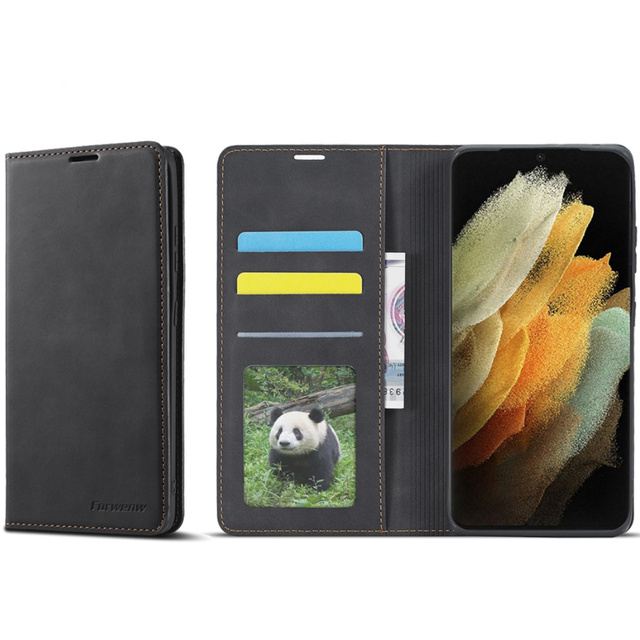 Шкіряний чохол-гаманець Alogy Forwenw для Samsung Galaxy S22 Ultra Black