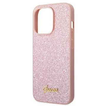 Etui Guess GUHCP14XHGGSHP pro Apple iPhone 14 Pro Max 6,7" różowy/růžové pevné pouzdro Glitter Script