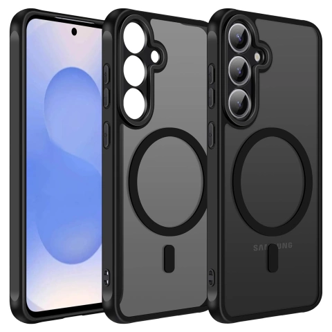 Samsung Galaxy S25 Plus Hülle, Schutzhülle, Alogy Matte HybridMag™️ Hülle für MagSafe, Mattschwarz