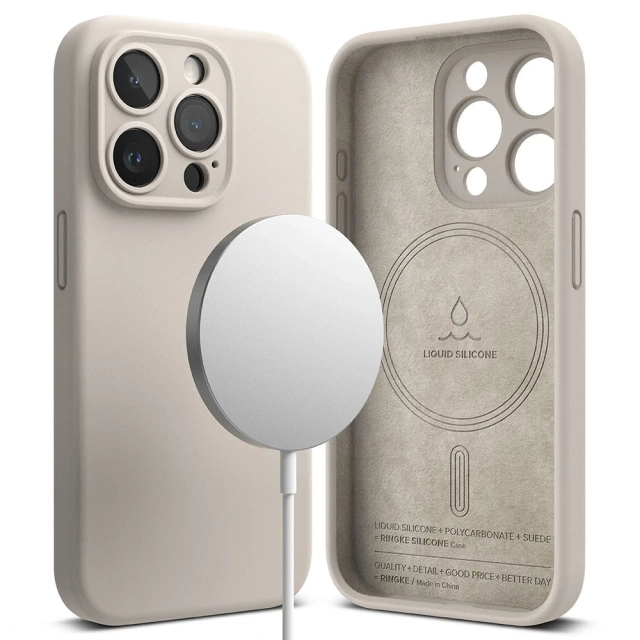 Etui Ringke silikonový magnetický MagSafe do Apple iPhone 15 Pro Stone
