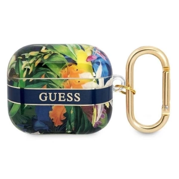 Чохол Guess GUA3HHFLB AirPods 3 Niebieski/blue Flower Strap Collection