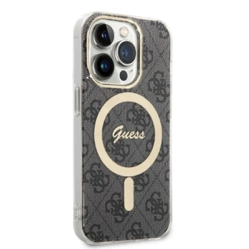 Zestaw Guess GUBPP14XH4EACSK Case Charger iPhone 14 Pro Max 6,7" czarny/black hard case 4G Print MagSafe