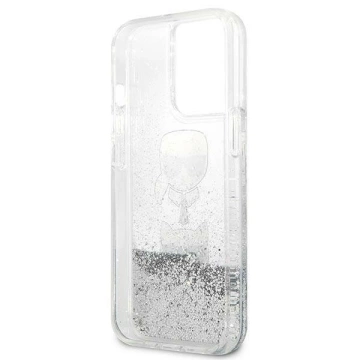 Karl Lagerfeld KLHCP13LKICGLS ochranné puzdro na telefón pre Apple iPhone 13 Pro / 13 6,1" strieborné/strieborné pevné puzdro Liquid Glitter Karl