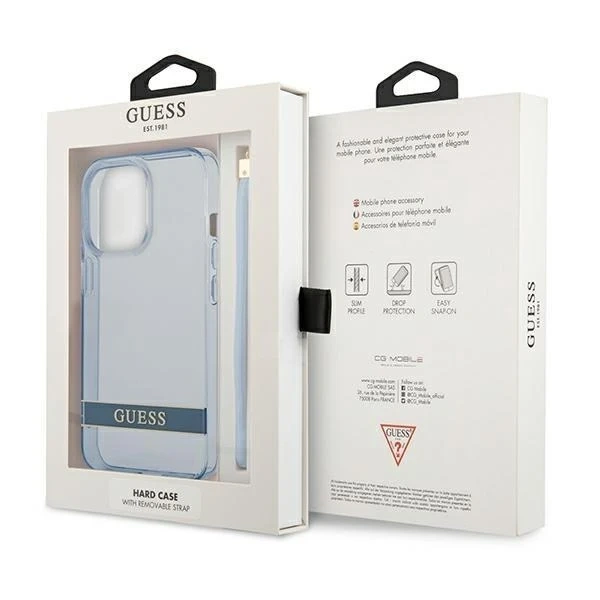 Etui Guess GUHCP13LHTSGSB do Apple iPhone 13 Pro / 13 6,1" černý/modrý pevný obal Translucent Stap