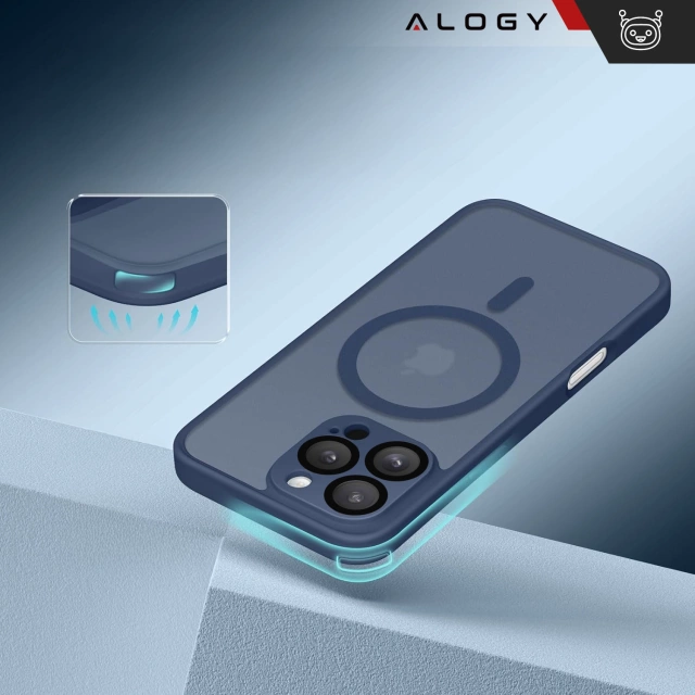 3-in-1 Hybrid-Glashüllen-Set für Apple iPhone 16 Pro Max: Schutzhülle mit Hybrid MagSafe und Linsenschutz, 2x Displayschutzfolie aus gehärtetem Glas, Alogy 3-in-1 Hüllen-Set, Marineblau