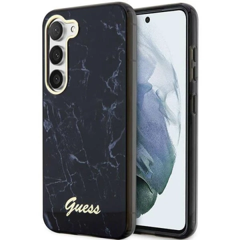 Etui Guess GUHCS23MPCUMAK do Samsung Galaxy S23 Plus S916 čierne/čierne pevné puzdro Marble