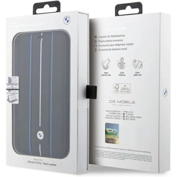 Etui BMW BMBKP14X22RVSK do Apple iPhone 14 Pro Max 6,7" bookcase Leather Stamp Blue Lines